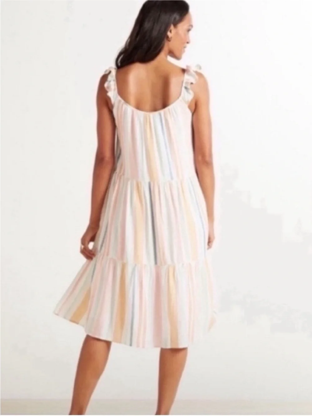 Rails Capri Melon Striped Tiered Sundress in Pastel Pink & Yellow Size XS